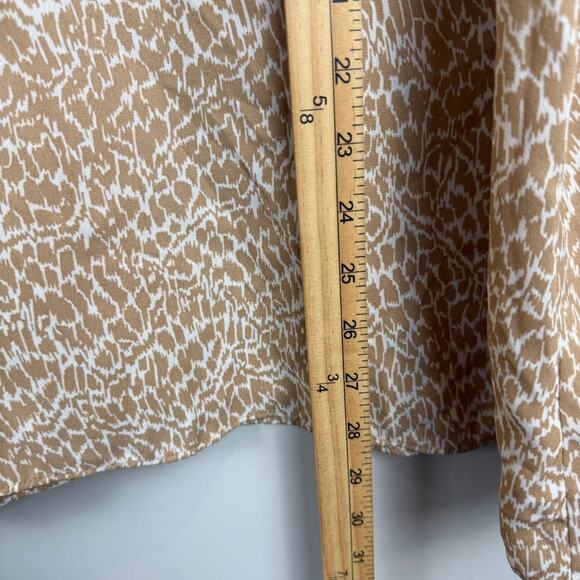 Talbots Top Women's 3X Brown Animal Print Ruffle Trim Sleeveless Tie-Neck Blouse - Picture 8 of 8